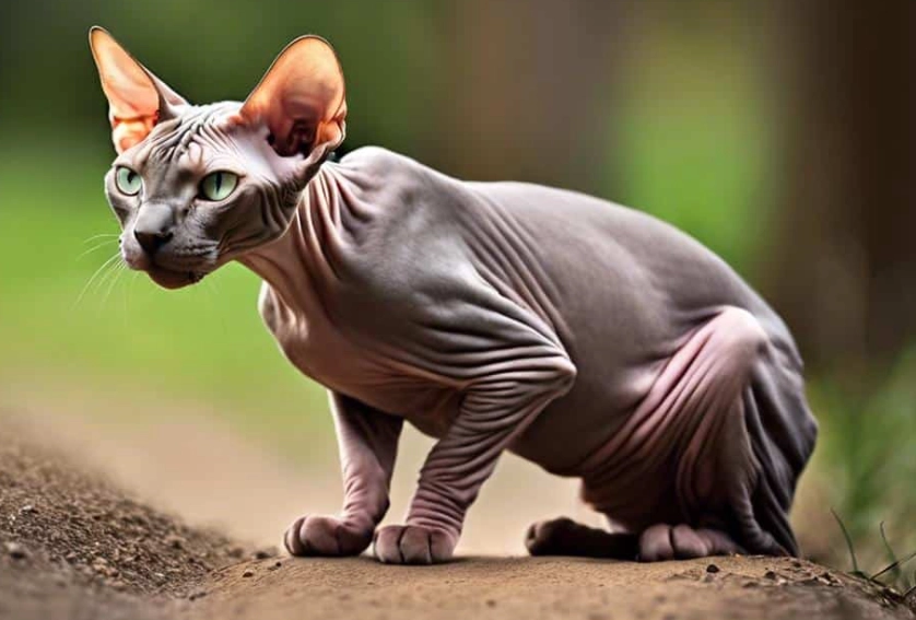Sphynx cat with hair
